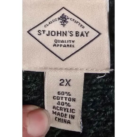 St. Johns Bay Cotton/Acrylic 2X Full-Zip Cardigan Sweater - Picture 4 of 5